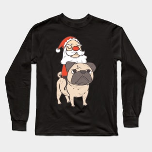 Santa Riding Pug Long Sleeve T-Shirt